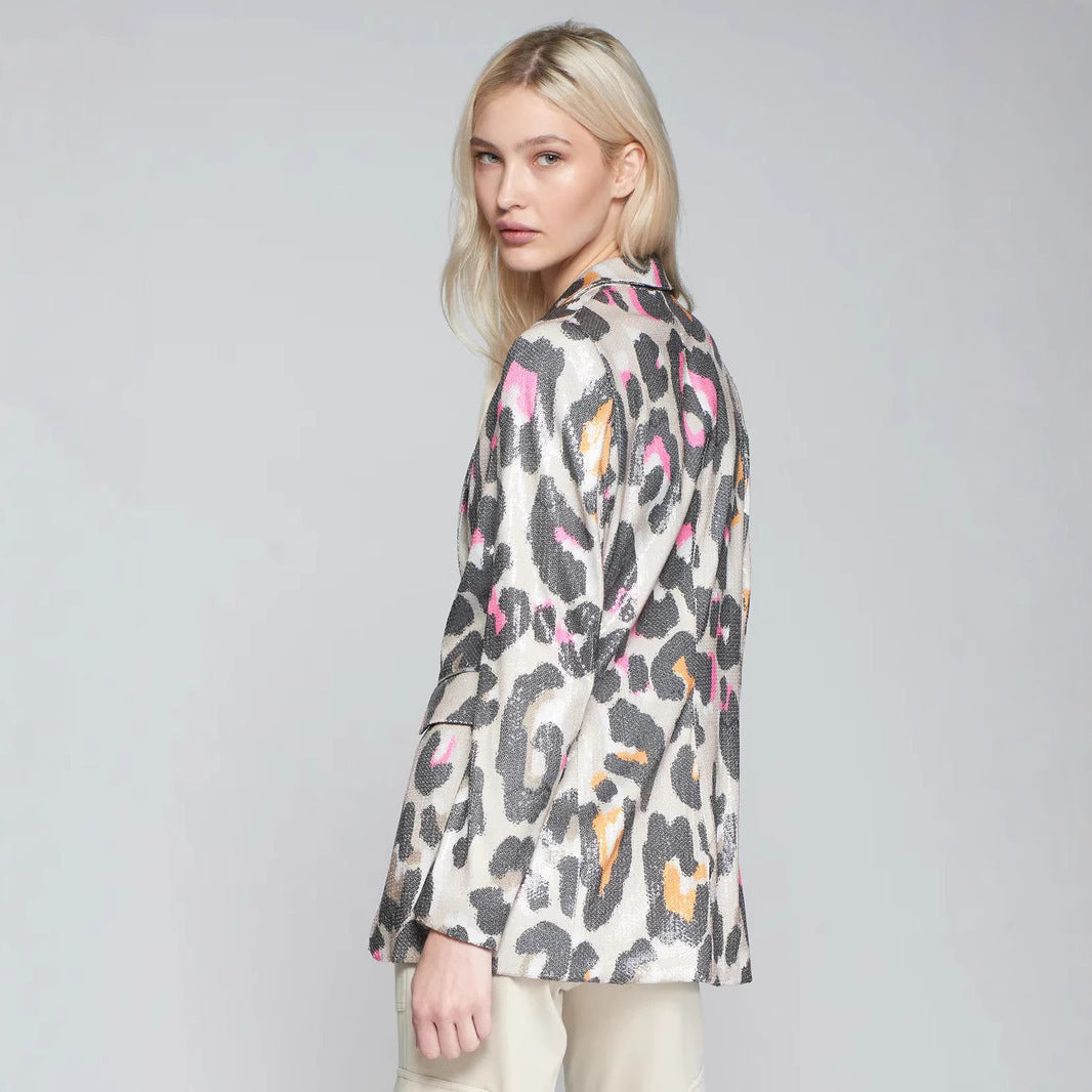 PrintElegance Slim V-Neck Jacket