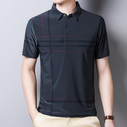 Business Casual Lapel Ice Silk T-shirt