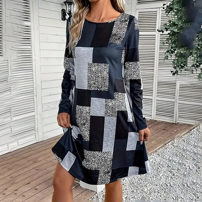 Veridia Print Long Sleeve Dress