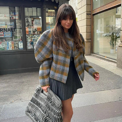 RetroGrid Contrast Check Coat