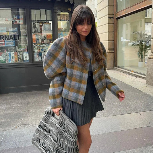 RetroGrid Contrast Check Coat