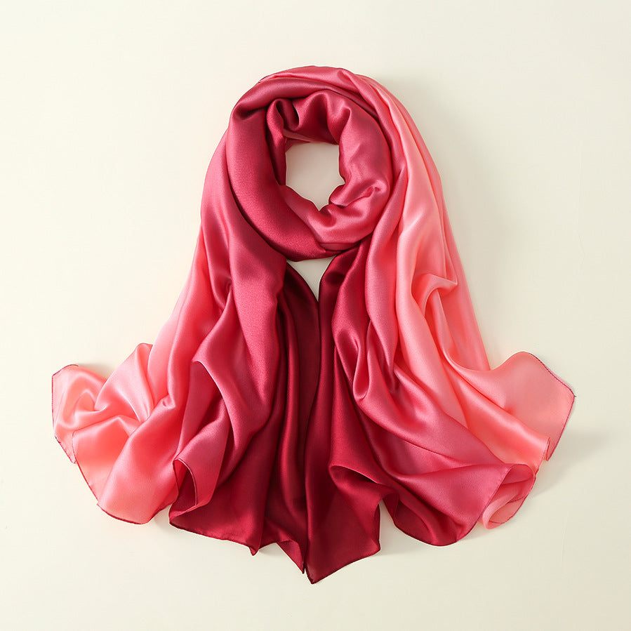 Gradient Silk Scarf Transition Color Lady