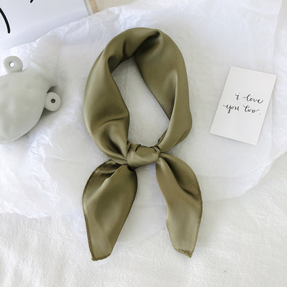 Pure color ladies tie wrap silk scarf