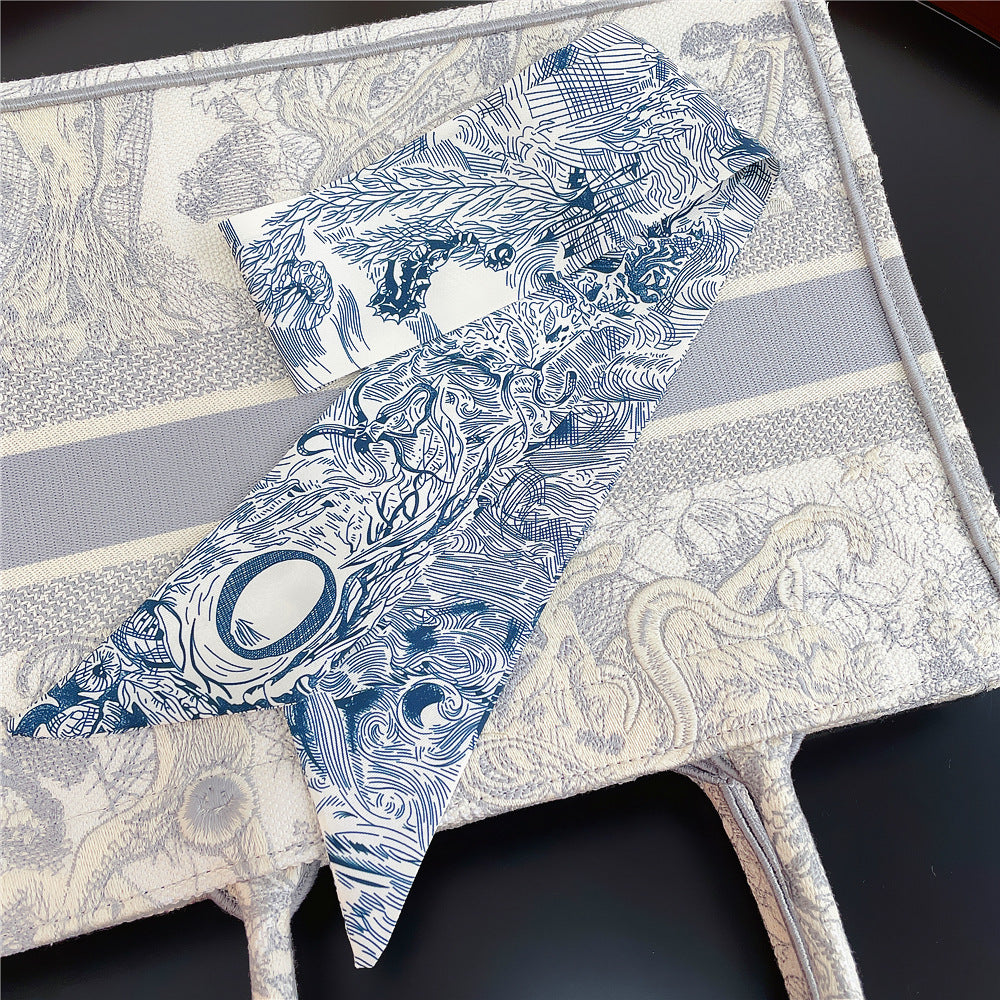 26 Letters Retro Ethnic Bag Silk Scarf