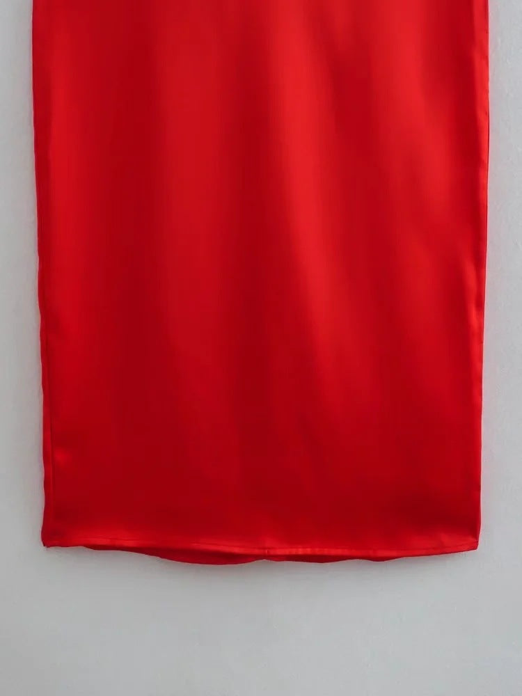 Silk Satin Texture Dress Fashionable Temperament Slim Casual Skirt