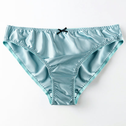 Women's Simple Small Bowknot Solid Color Silk Briefs