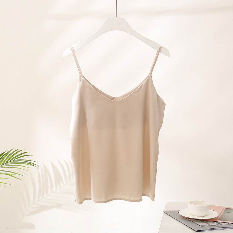 Super soft solid color satin silk camisole