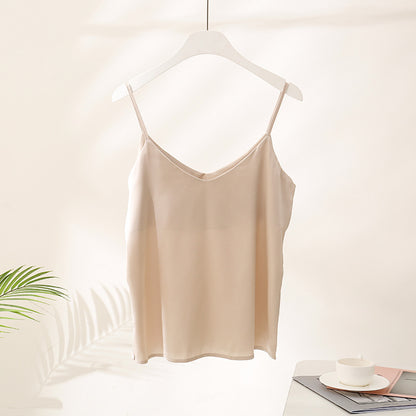 Super soft solid color satin silk camisole