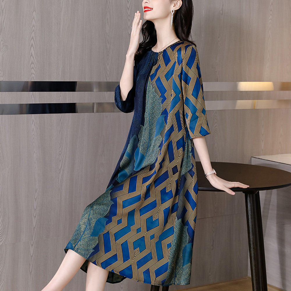 Middle-aged Women's Silk DressMom