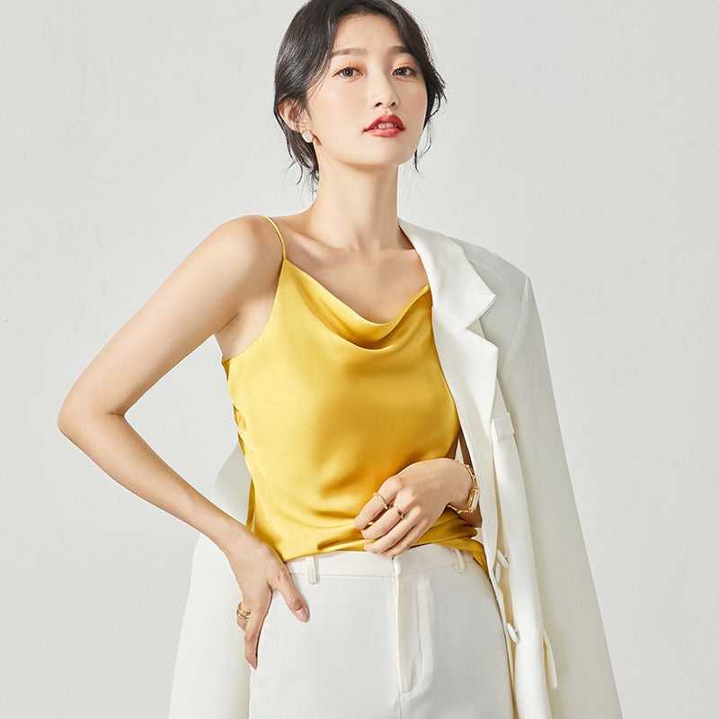 Suit Lined With  Silk Acetate Satin Suspender Vest
