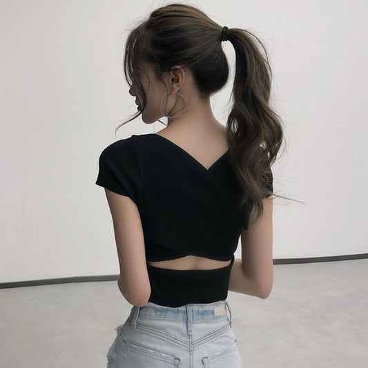 High waist ice silk tight top