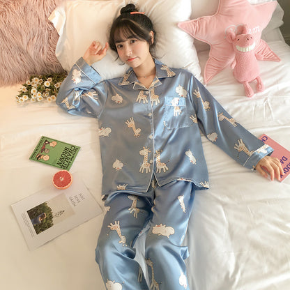 Ice Silk Pajamas Women's Spring And Autumn Long Sleeves