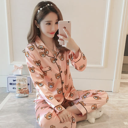 Autumn ice silk thin long sleeve home wear