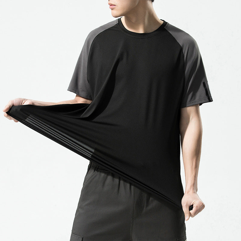 Ice Silk Short Sleeve Men's Round Neck