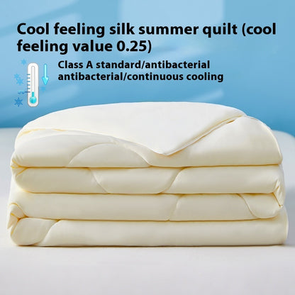 Pure Color Cool Silk Summer Blanket Airable Cover Single Double Summer Ice Cream Ice Silk Summer Quilt Machine Washable Thin Duvet