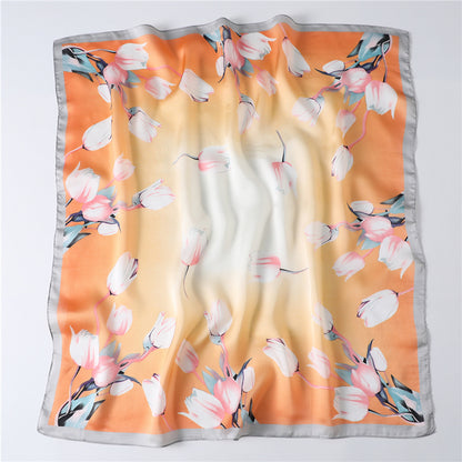 Floral fashion all-match silk scarf