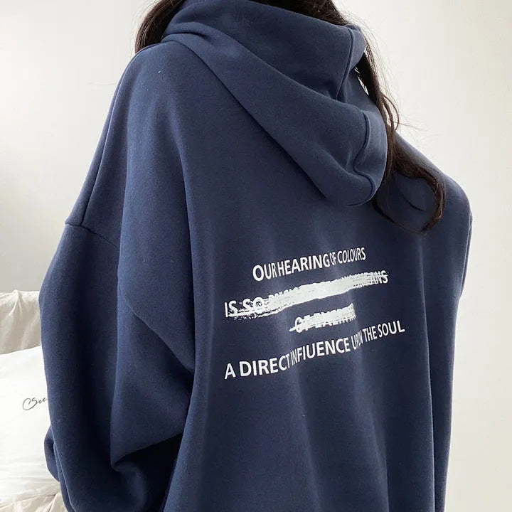 Velvet Padded Hooded Sweatshirt Women's Coat