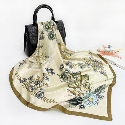 Silk Printed Square Scarf In Europe And America