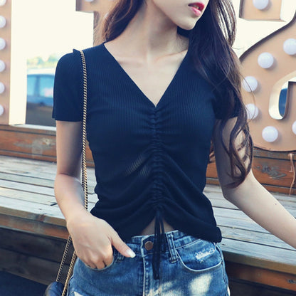 V-neck ice silk sweater