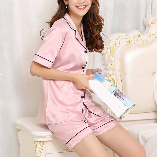 Silk pajamas short sleeve shorts suit