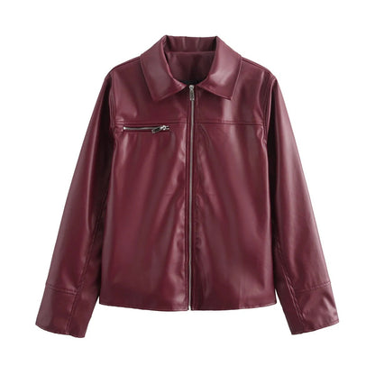 VeraLuxe™ Leather Lapel Coat