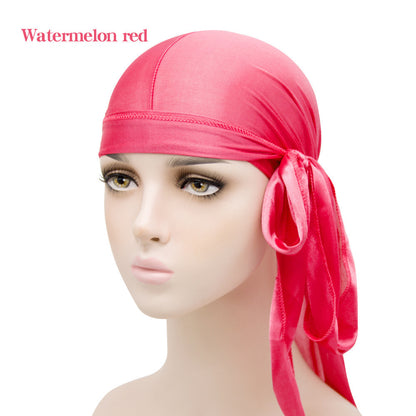 Silk Long Tail Turban Hat Silk Pirate Hat