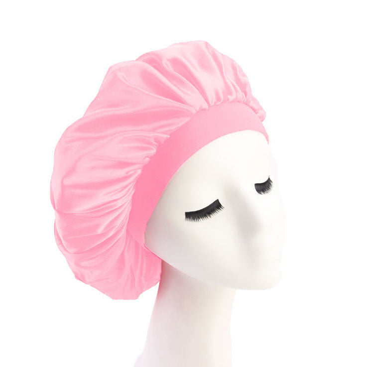 Faux Silk Dome Night Hat With Wide Brim Headband