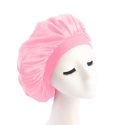Faux Silk Dome Night Hat With Wide Brim Headband
