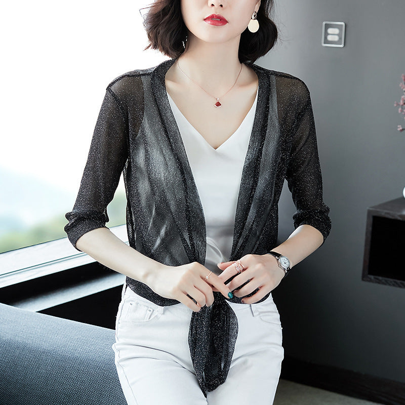 Mesh flash silk coat