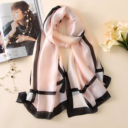 Fashionable Women's Simple Printed Thin Silk Scarf