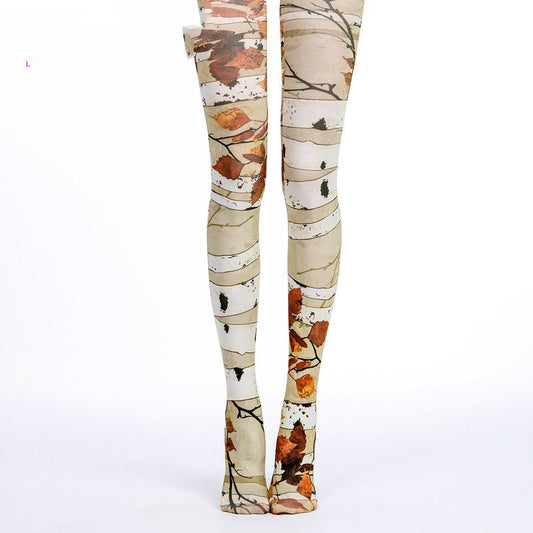 Printed Silk Stockings Jacquard Panty Women