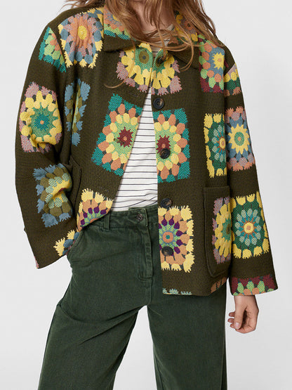 VerdeBloom Printed Lapel Coat