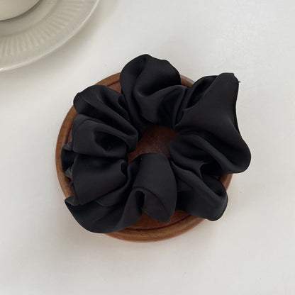Cream Texture Silky Satin French Black Large Intestine Hair Ring
