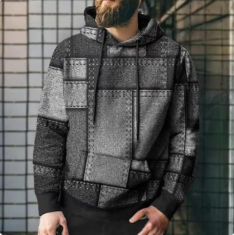 PlaidFusion Hooded Sweatshirt