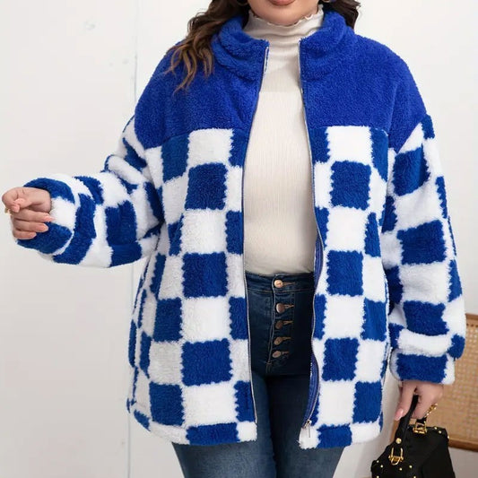 PlaidEase Warm Zipper Coat