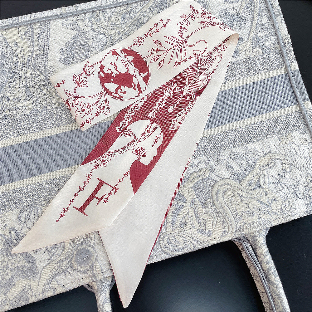 26 Letters Retro Ethnic Bag Silk Scarf