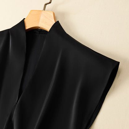 Silk V-neck Shirt Western Style Loose Sleeveless T-shirt