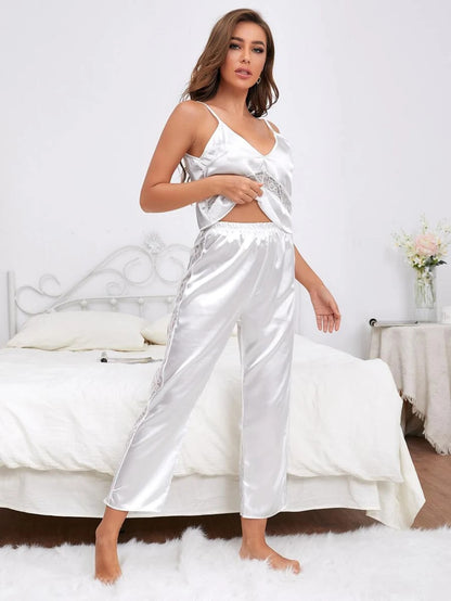 Silk Trousers Pajamas Sexy Underwear Set