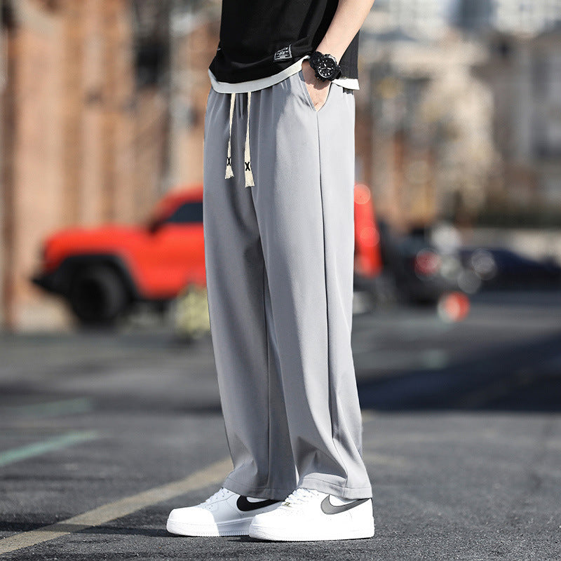 Ice Silk Pants Men's Summer Thin Loose