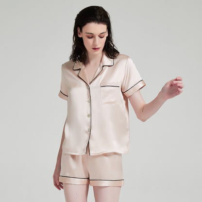 Women's Silk Short Sleeved Shorts Pajama Suit
