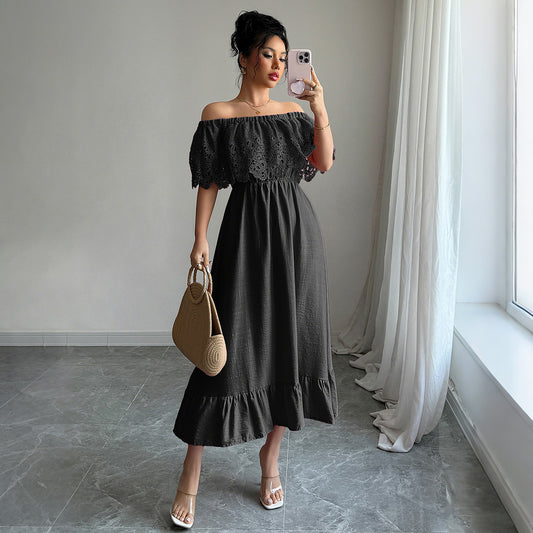 Elegancia Off-Shoulder A-Line Dress