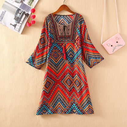Cotton Silk Floral Dress Vintage Women's Clothing