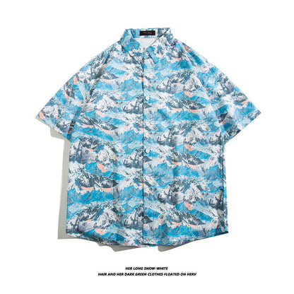 Hawaiian Ice Silk Short Sleeve Shirt Men