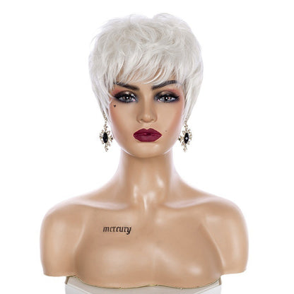 Chemical Fiber High Temperature Silk Pure White Grandma Wig