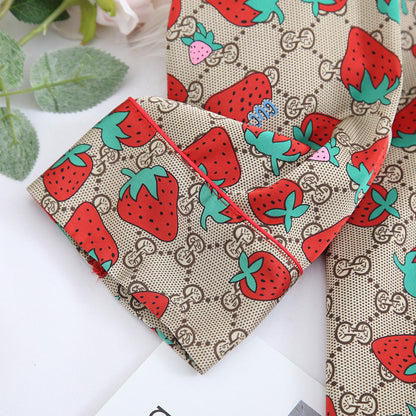 Women's Silk-like Two-piece Strawberry Long-sleeved Homewear