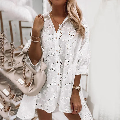 PetalWhisper Eyelet Blouse