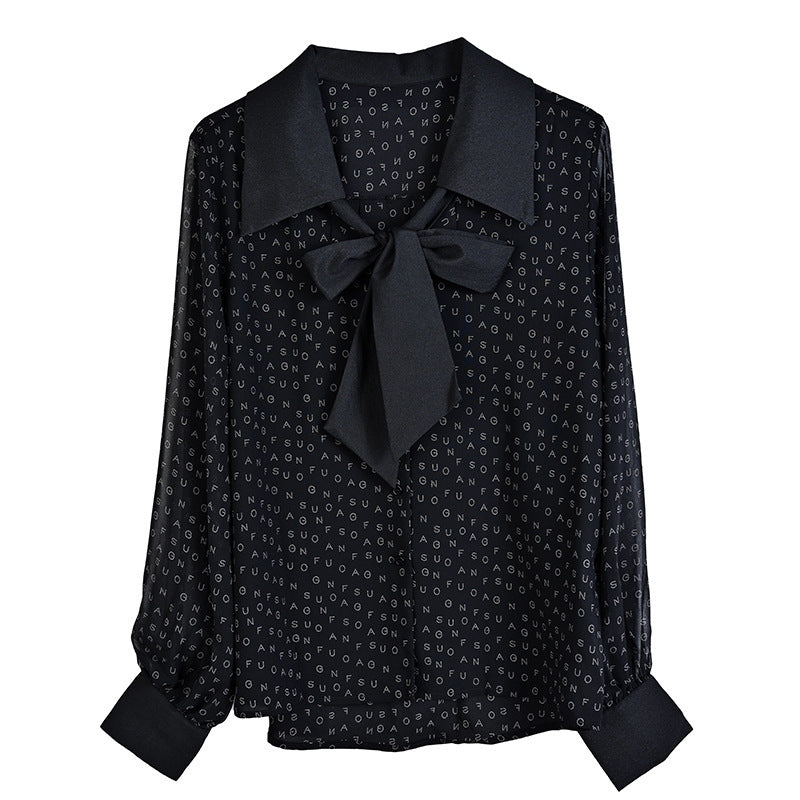: Lettrisse Chiffon Bow Blouse
