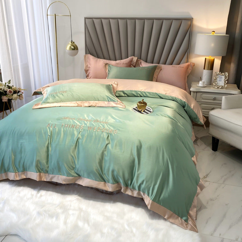 Sleeping Naked Silk Bed Four-piece Ice Silk Smooth