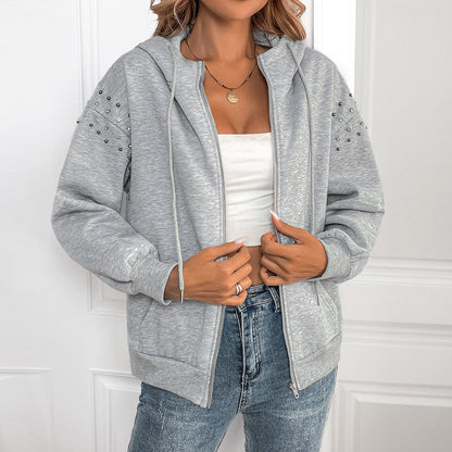EdgeGlam Rivet Hooded Sweater