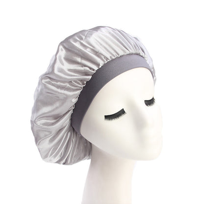 Faux Silk Dome Night Hat With Wide Brim Headband